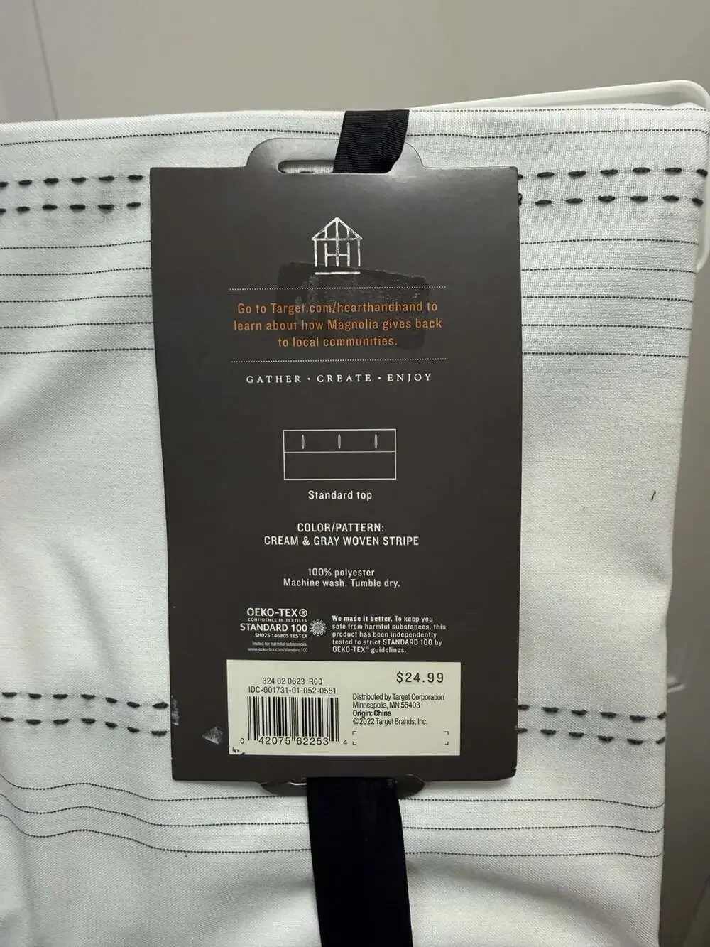 Hearth & Hand with Magnolia Cream & Gray Stripe Tassel Shower Curtain